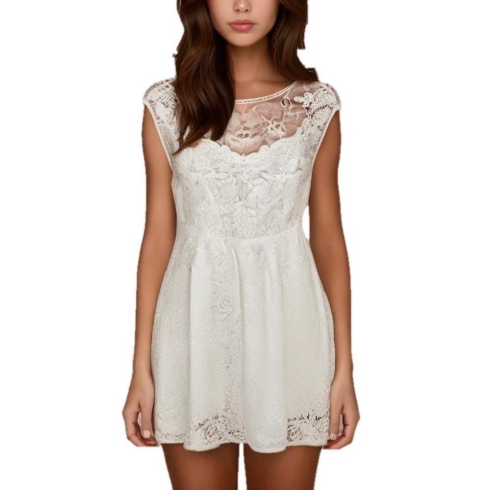 ZARA Cream Lace Mini Dress Medium